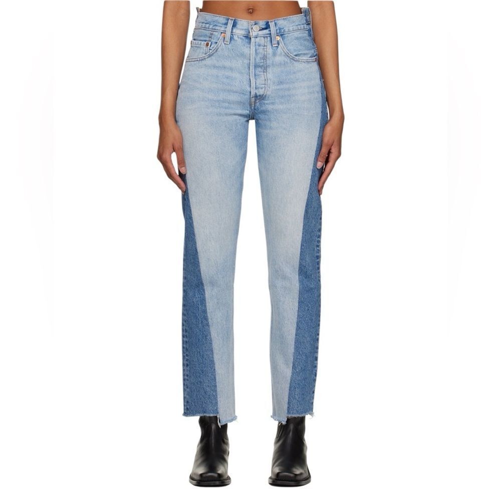 Levi's Two-Tone Light and Dark Blue Straight Leg Jeans